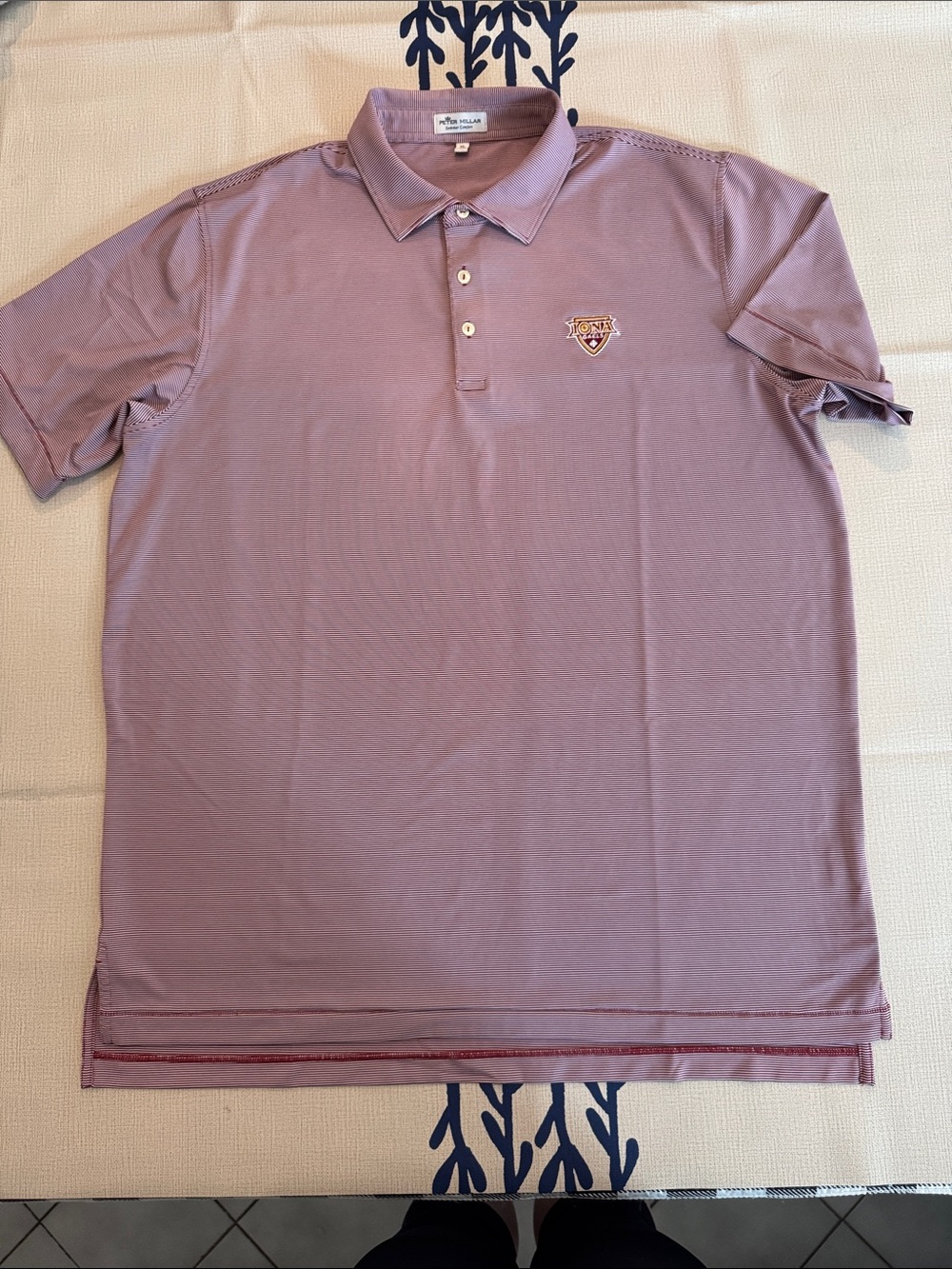 Peter Millar Men's Iona Gaels Crimson  Short-Sleeve Polo with Crest